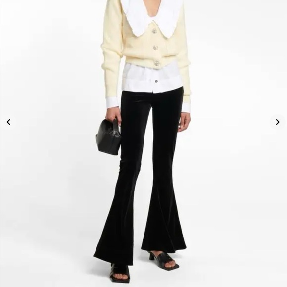 Ganni Velvet Flared Pants - Black - Picture 1 of 7